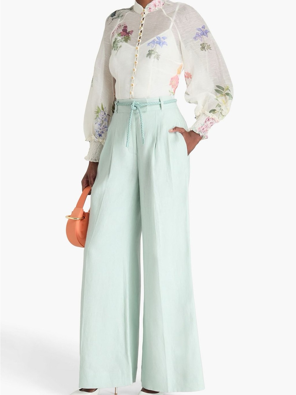 Zimmermann Natura Linen Pant Mint Size 2 (Size 12)Wide Leg Trousers Spring 2024